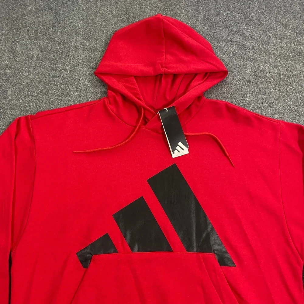 Adidas Trefoil Big Logo Sweatshirt Hoodie Adult Large Red Black  Fleece Pullover